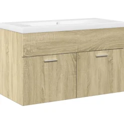 VIDAXL - Armoire lavabo de salle de bain et bassin intégré chêne sonoma