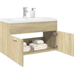 VIDAXL - Armoire lavabo de salle de bain et bassin intégré chêne sonoma