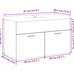 VIDAXL - Armoire lavabo de salle de bain et bassin intégré chêne sonoma