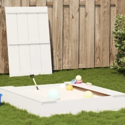 VIDAXL - Bac à sable avec couvercle blanc bois massif de pin