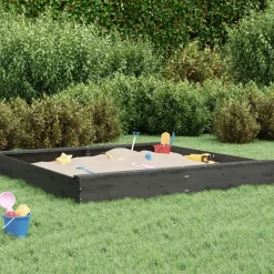 VIDAXL - Bac à sable avec sièges gris carré bois de pin massif