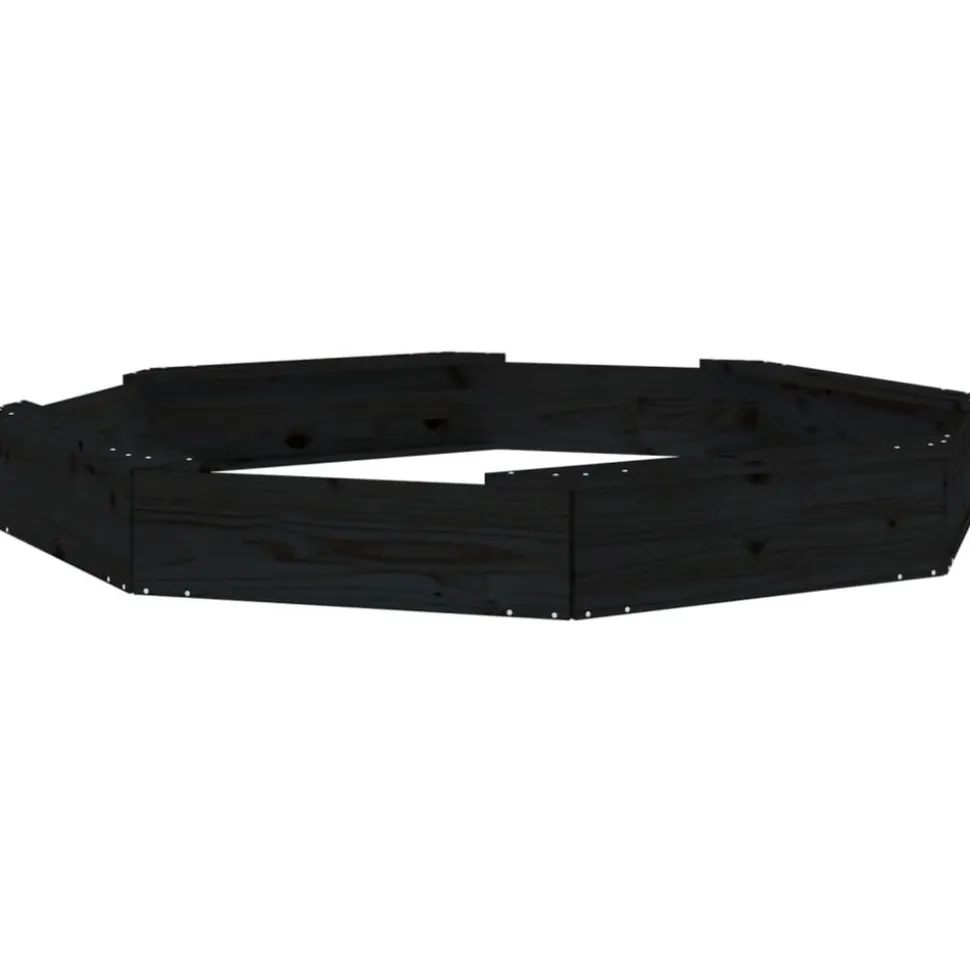 VIDAXL - Bac à sable avec sièges noir octogone bois de pin massif