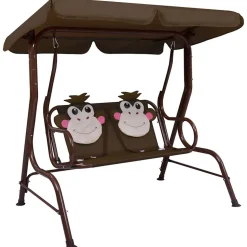 VIDAXL - Balancelle pour enfants marron 115x75x110 cm tissu