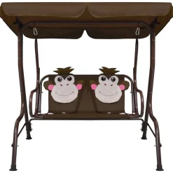 VIDAXL - Balancelle pour enfants marron 115x75x110 cm tissu