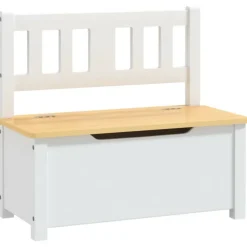 VIDAXL - Banc de rangement pour enfants blanc et beige 60x30x55 cm mdf