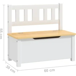 VIDAXL - Banc de rangement pour enfants blanc et beige 60x30x55 cm mdf