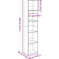 VIDAXL - Bibliothèque chêne fumé 40x30x189 cm bois d'ingénierie
