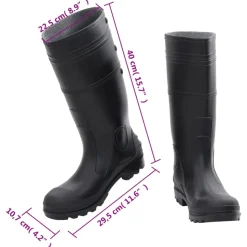 VIDAXL - Bottes de pluie noir taille 43 pvc