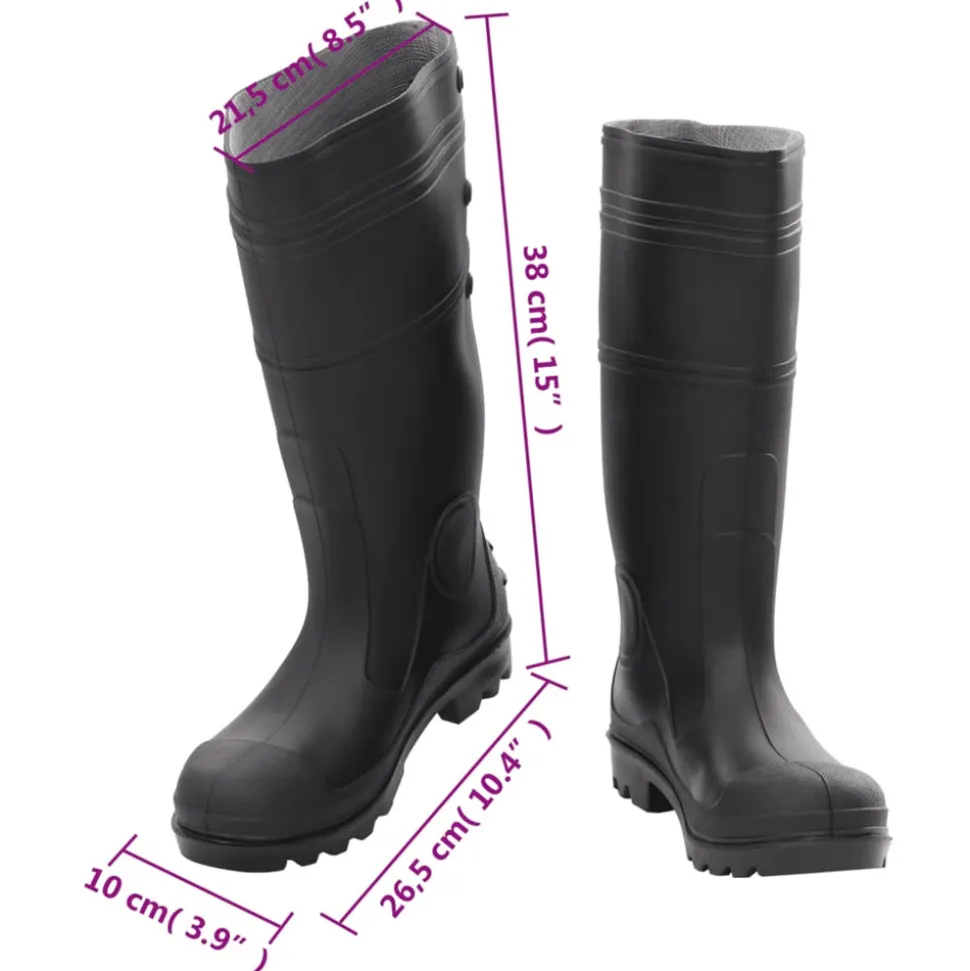 VIDAXL - Bottes de pluie noir taille 39 pvc
