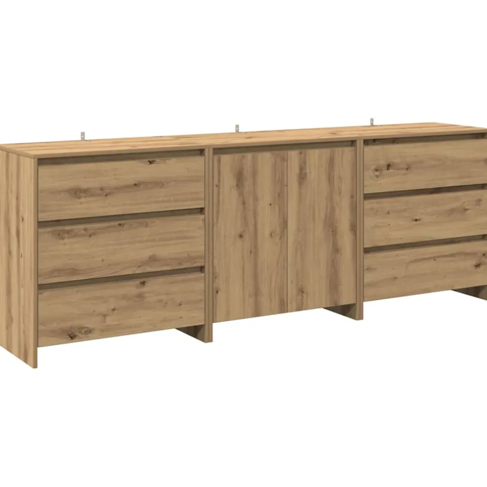 VIDAXL - Buffet 3 pcs chêne artisanal bois d'ingénierie