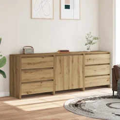 VIDAXL - Buffet 3 pcs chêne artisanal bois d'ingénierie