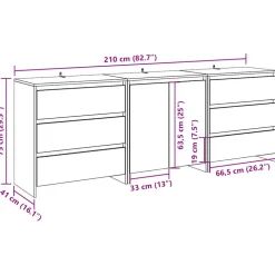 VIDAXL - Buffet 3 pcs chêne artisanal bois d'ingénierie