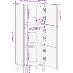 VIDAXL - Buffet noir 40x33x110 cm bois d'ingénierie