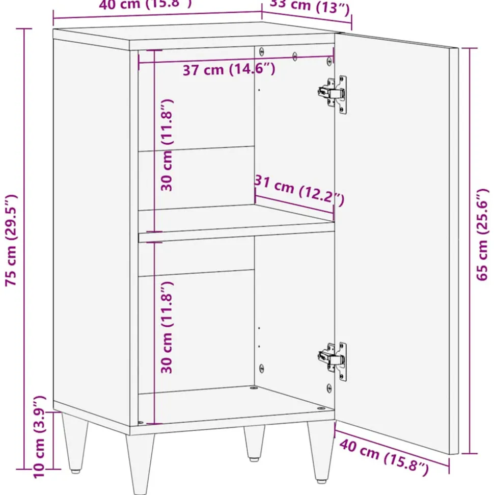 VIDAXL - Buffet 40x33x75 cm bois massif de manguier