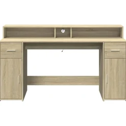 VIDAXL - Bureau avec lumières led chêne sonoma bois d'ingénierie