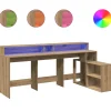 VIDAXL - Bureau avec lumières led chêne artisanal bois d'ingénierie