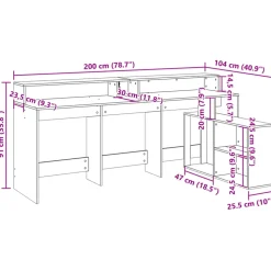 VIDAXL - Bureau avec lumières led chêne artisanal bois d'ingénierie
