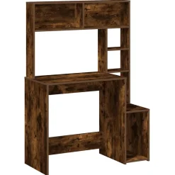 VIDAXL - Bureau avec étagères chêne fumé 100x45x140 cm bois d'ingénierie