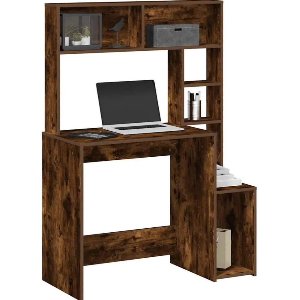 VIDAXL - Bureau avec étagères chêne fumé 100x45x140 cm bois d'ingénierie