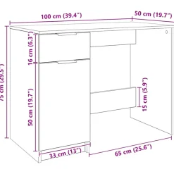 VIDAXL - Bureau chêne artisanal 100x50x75 cm bois d'ingénierie