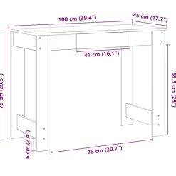 VIDAXL - Bureau chêne fumé 100x45x75 cm bois d'ingénierie
