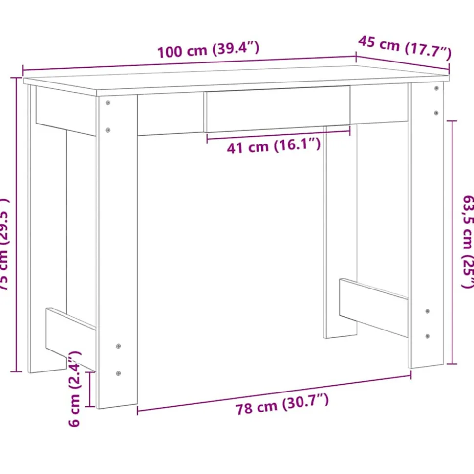 VIDAXL - Bureau chêne sonoma 100x45x75 cm bois d'ingénierie