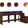 VIDAXL - Bureau et lumières led chêne fumé 200x104x91cm bois ingénierie