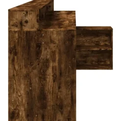 VIDAXL - Bureau et lumières led chêne fumé 200x104x91cm bois ingénierie