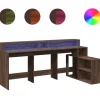 VIDAXL - Bureau et lumières led chêne marron bois d'ingénierie