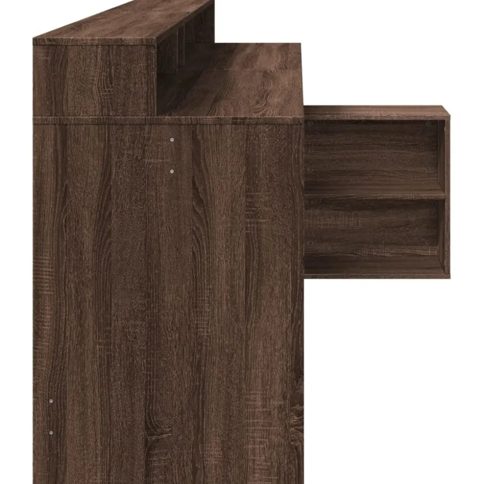 VIDAXL - Bureau et lumières led chêne marron bois d'ingénierie