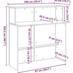 VIDAXL - Bureau réception chêne artisanal 100x50x103,5cm bois ingénierie