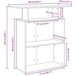 VIDAXL - Bureau réception chêne artisanal 100x40x104 cm bois ingénierie