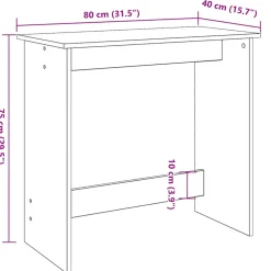 VIDAXL - Bureau sonoma gris 80x40x75 cm bois d'ingénierie