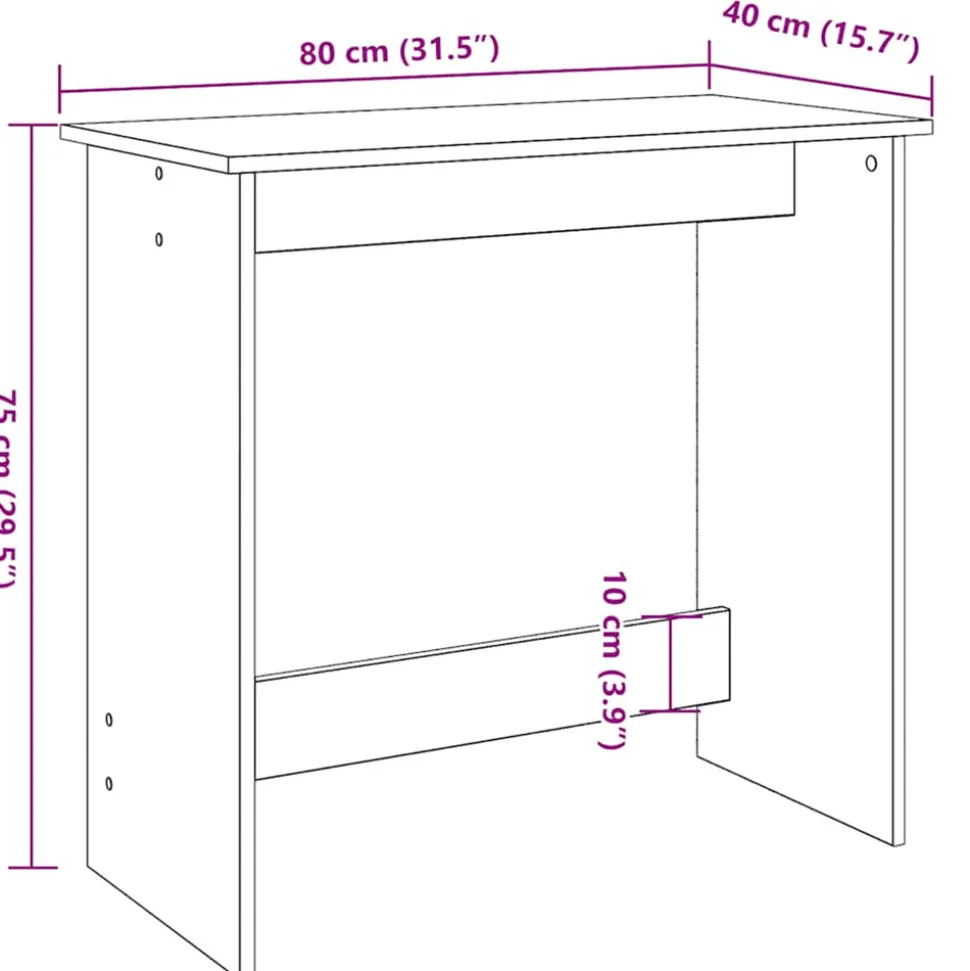 VIDAXL - Bureau sonoma gris 80x40x75 cm bois d'ingénierie