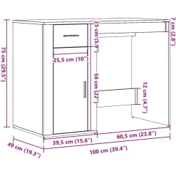 VIDAXL - Bureau vieux bois 100x49x75 cm bois d'ingénierie