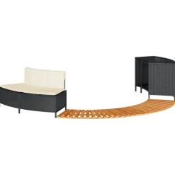VIDAXL - Cadre de bain à remous noir résine tressée bois massif d'acacia