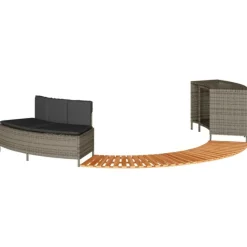 VIDAXL - Cadre de bain à remous gris résine tressée bois massif d acacia