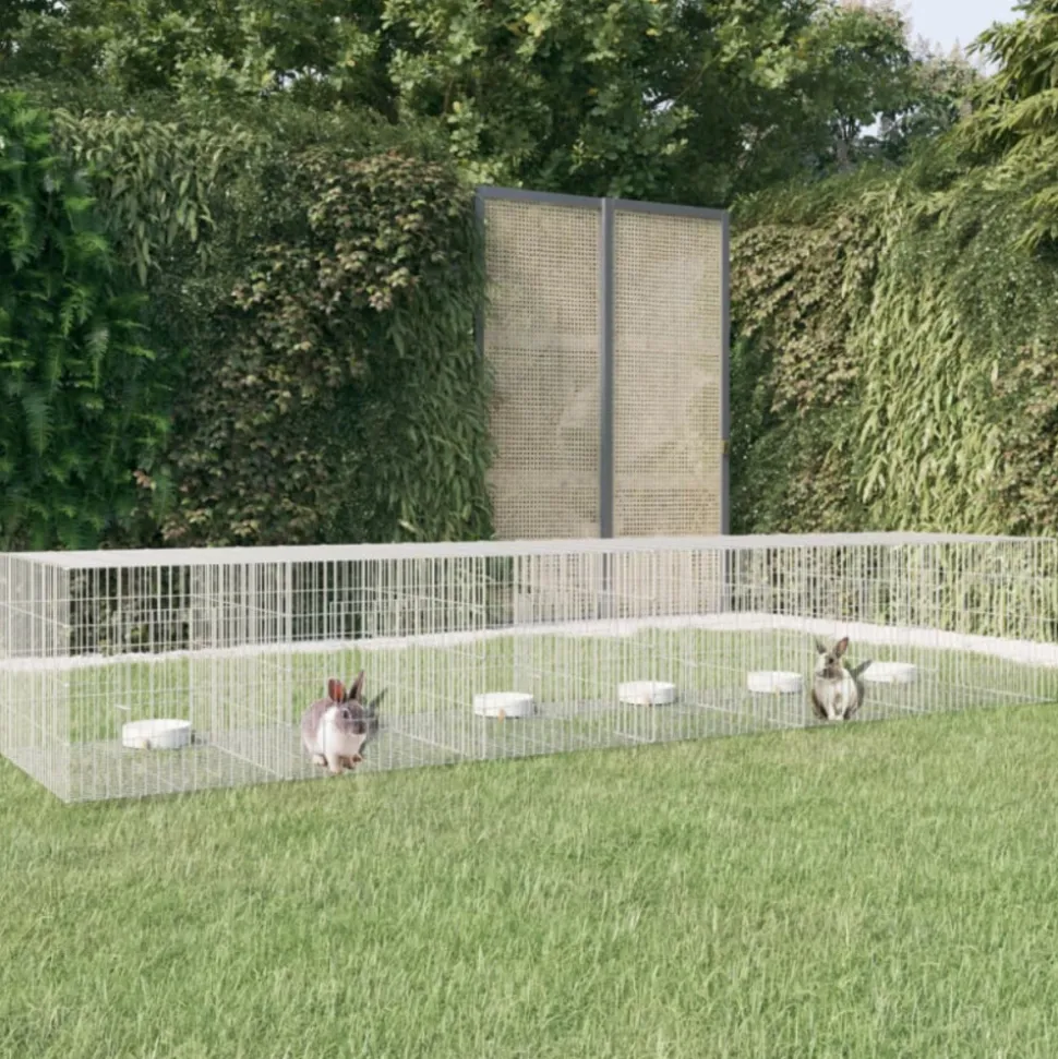 VIDAXL - Cage à lapin 6 panneaux 327x79x54 cm fer galvanisé