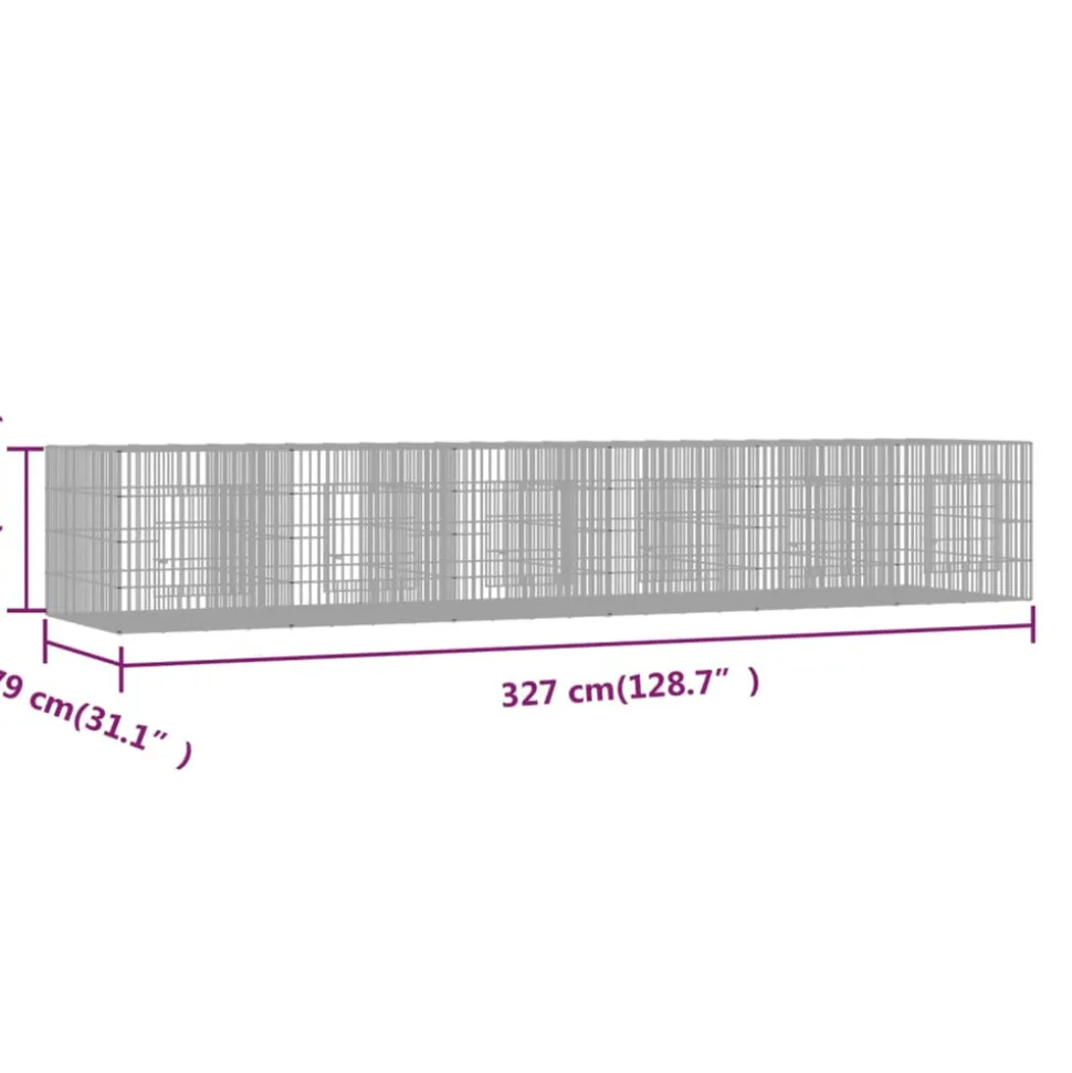 VIDAXL - Cage à lapin 6 panneaux 327x79x54 cm fer galvanisé