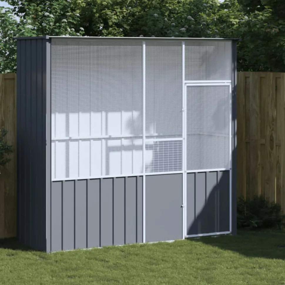 VIDAXL - Cage à oiseaux anthracite 215x78x200 cm acier galvanisé