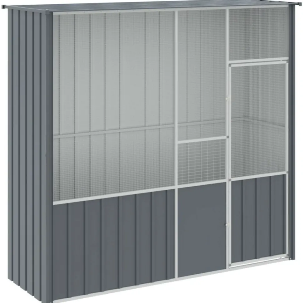 VIDAXL - Cage à oiseaux anthracite 215x78x200 cm acier galvanisé