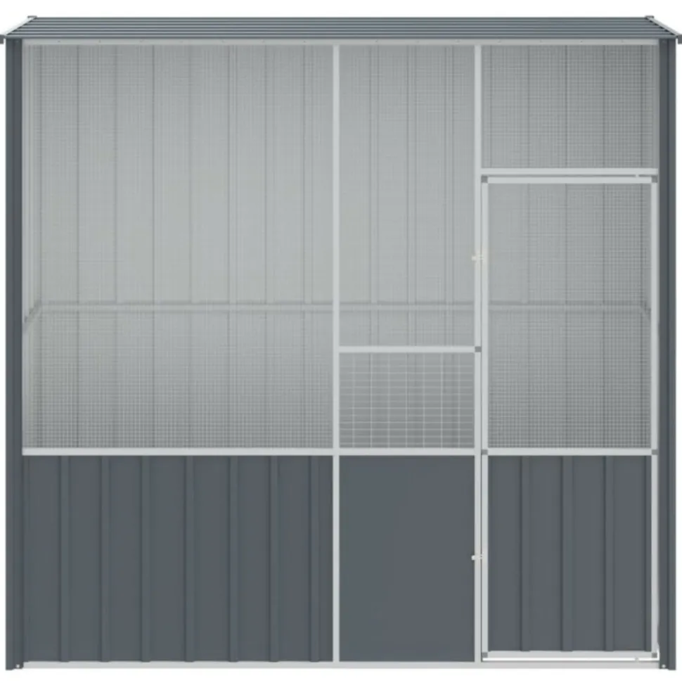 VIDAXL - Cage à oiseaux anthracite 215x78x200 cm acier galvanisé