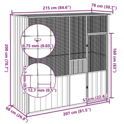 VIDAXL - Cage à oiseaux anthracite 215x78x200 cm acier galvanisé