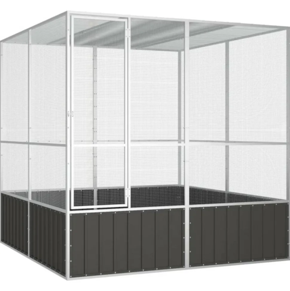 VIDAXL - Cage à oiseaux anthracite 213,5x217,5x211,5 cm acier galvanisé