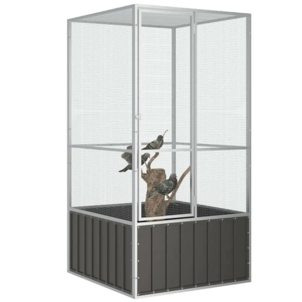 VIDAXL - Cage à oiseaux anthracite 111x107x211,5 cm acier galvanisé