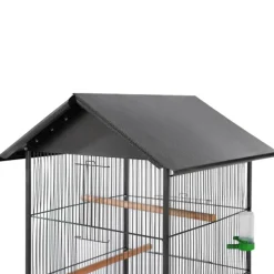 VIDAXL - Cage à oiseaux avec toit acier noir 66 x 66 x 155 cm