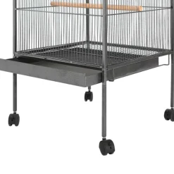 VIDAXL - Cage à oiseaux avec toit acier noir 66 x 66 x 155 cm