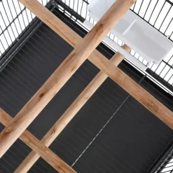 VIDAXL - Cage à oiseaux avec toit acier noir 66 x 66 x 155 cm