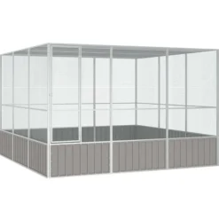 VIDAXL - Cage à oiseaux gris 302,5x324,5x211,5 cm acier galvanisé