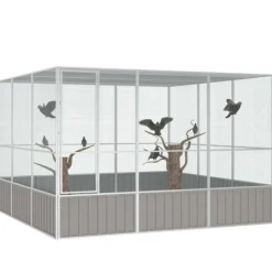 VIDAXL - Cage à oiseaux gris 302,5x324,5x211,5 cm acier galvanisé